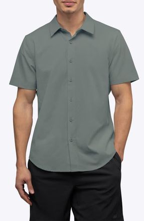 Cuts Crossover Performance Short Sleeve Button-Up Shirt in Sage at Nordstrom, Size X-Large