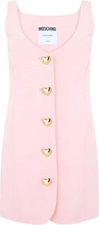 Moschino Heart Buttons Mini Jurk - Dames - Korte kleedjes - Roze - S - Kleedjes