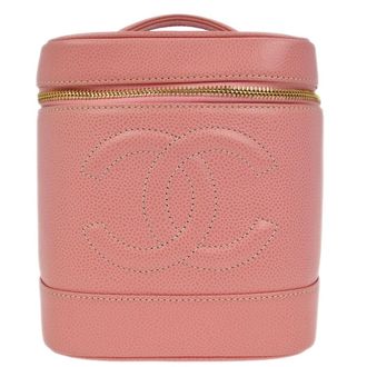 Chanel Vintage Timeless Cosmetic Case Caviar Pink Leather Handbag (Pre-Owned)
