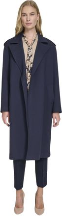 Tommy Hilfiger Womens Ponte Trench Coat Jacket Blazer, Midnight, XL