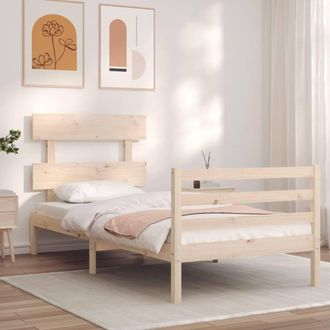 Berkfield Home Beautiful Bed Frame with Headboard Single Solid Wood in Natural