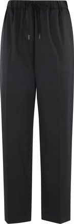 Maison Margiela Drawstring Tailoring Wollen Broek - Dames - Straight fit broeken - Zwart - S - Wol - Broeken