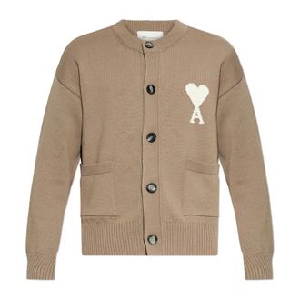 Ami Cardigans, male, Beige, Size: 2XL Cardigan with Pockets