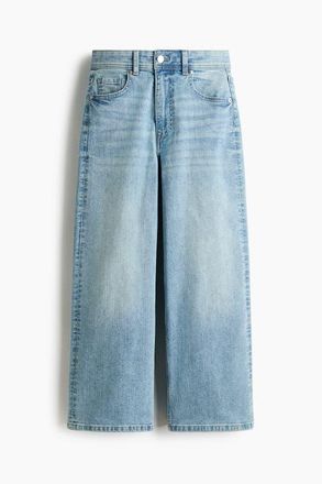 H&M Wide High Waist Ankle Jeans in Light Denim Blue at Nordstrom, Size 18