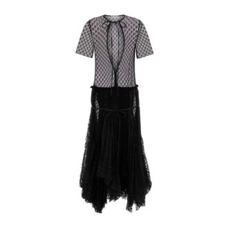 J.W.Anderson Midi Dresses, female, Multicolor, Size: 2XS Mixed Lace Longline Dress