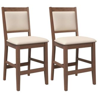 vidaXL Taburetes De Bar Con Cojines, 2 Unidades, Madera Maciza Marr&oacute;n, Goma Vidaxl