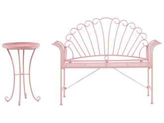Beliani Conjunto de balc&oacute;n metal rosa