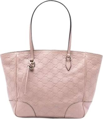 Gucci Pre-owned Tote Bags, female, Pink, Size: ONE SIZE Pre-owned Embossed Leather Tote Bag