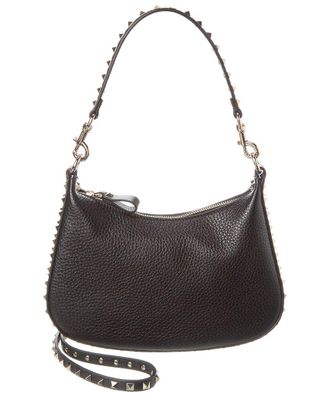 Valentino Rockstud Small Grainy Leather Hobo Bag
