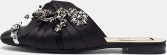 N&deg;21 N&deg;21 Black Satin Crystal Embellished Flat Mules