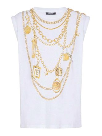 Balmain Tank Top With Collier Print
