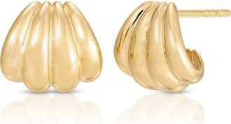 EF Collection Jumbo Grooved Huggie Hoop Earrings in 14K Yellow Gold at Nordstrom