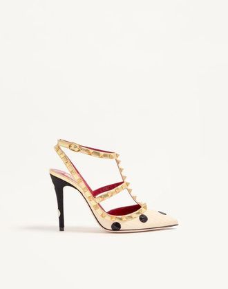 Valentino Garavani Rockstud Pump with Plus de Pois embroidery 100mm Wo