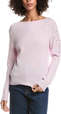 Forté Cashmere Crystal Cluster Off Shoulder Wool & Cashmere-Blend Sweater