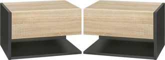 HOMCOM Mesas de noche 46x30x30 cm roble y negro