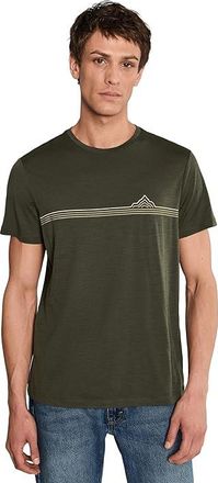 Icebreaker Merino 150 Tech Lite Short Sleeve T-Shirts Range Stripes Mens Clothing Dark Loden : XL