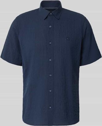 Lerros Relaxed Fit Freizeithemd mit Logo-Stitching und Kentkragen in Marine, Gr&ouml;&szlig;e XXXL