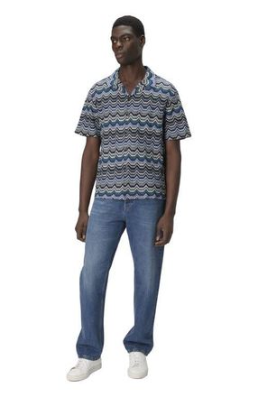 Missoni Bowling Shirt With Geometric Zigzag in Blue & Green at Nordstrom, Size 52 It