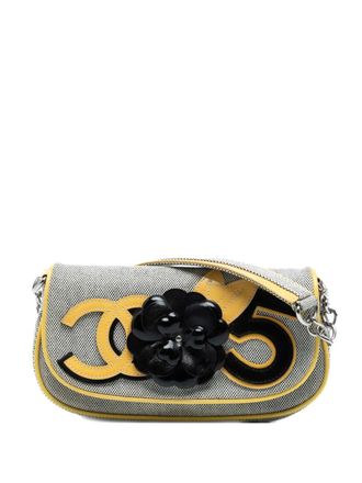 Chanel 2005-2006 Canvas CC Camellia No. 5 shoulder bag - women - Canvas/Patent Leather - One Size - Grey
