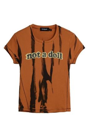 Desigual Not a Doll Cotton Graphic T-Shirt in Brown at Nordstrom, Size X-Small