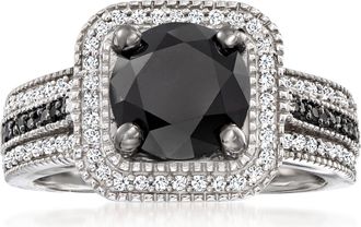 Ross-Simons Black and White Diamond Ring in Sterling Silver