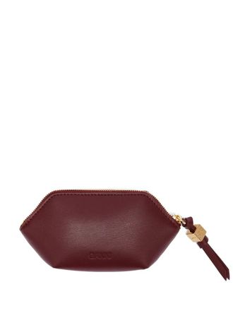 Ganni logo-plaque wallet - unisex - Leather - One Size - Red