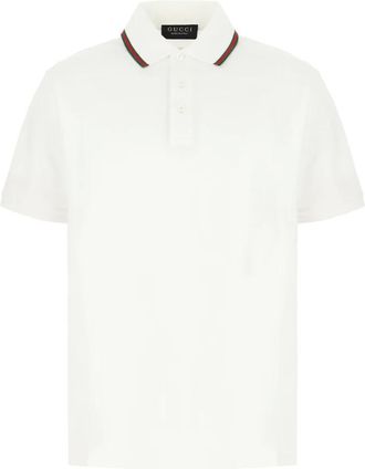 Gucci Tops, Heren, Wit, XL, Katoen, Polo shirt van katoenen jersey piqu&eacute;