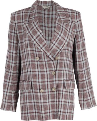 Isabel Marant Étoile Isabel Marant Laney Checked Double-Breasted Blazer in Red Linen