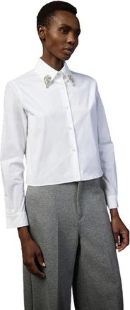 Liviana Conti Cropped Katoenen Shirt - Dames - Overhemden - Wit - L - Katoen - Overhemden