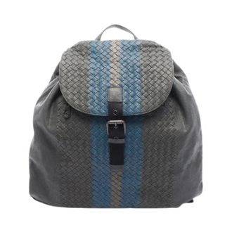 Bottega Veneta Pre-owned Intrecciato Leren Rugzak - Dames - Vintage Rugzakken - Grijs - ONE Size - Leer - Vintage