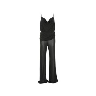 Andamane Jumpsuits, female, Black, Size: XS Carla Draped Cowl-neck Jumpsuit