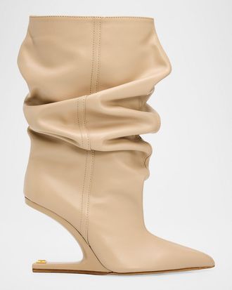 Balmain No Wedge Smooth Leather Ankle Boots