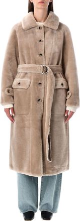 Urban Code Reversible Faux Fur Belted Coat With Suede Interior