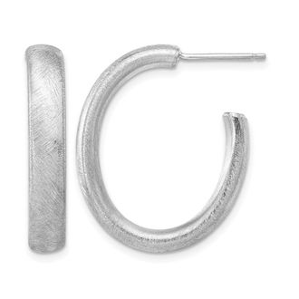 Diamond2Deal Sterling Silver Brushed J-Shape Stud Earrings