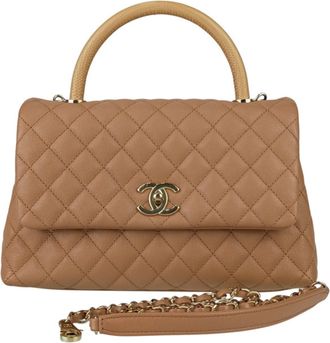 Chanel Matelasse Beige Grained Calfskin Handbag Shoulder Bag Tote Bag (Pre-Owned)