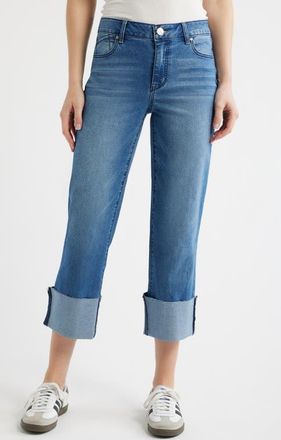 1822 Denim High Waist Cuff Straight Leg Jeans in Paola at Nordstrom, Size 26