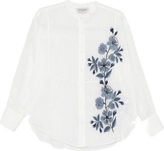 Ermanno Scervino Shirt In White Cotton With Blue Inserts