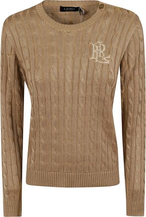 Ralph Lauren Cable-Knit Cotton Button-Placket Sweater