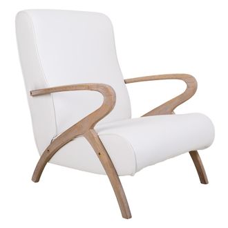 Wanderlust Deco Butaca De Madera Tapizada Polipiel Blanca 57x55x33/85
