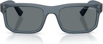 A|X Armani Exchange 56mm Square Sunglasses in Matte Frosted Blue /Dark Blue at Nordstrom