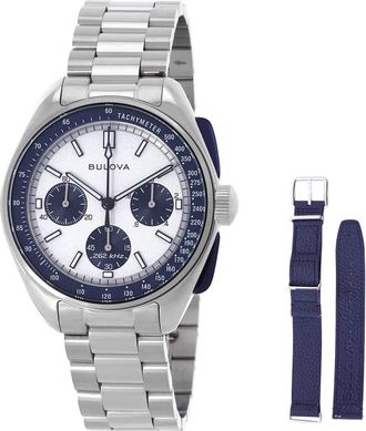 Bulova Lunar Pilot Archive Chronograph Quartz Silver Dial Mens Watch 98K112