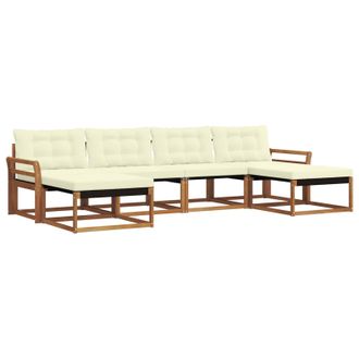 vidaXL Conjunto De Sof&aacute;s De Exterior Con Coj&iacute;n 6 Pcs Natural Y Crema Vidaxl
