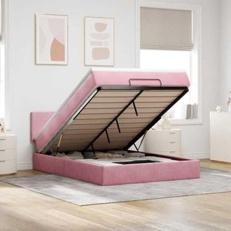 vidaXL Vidaxl - Estructura Cama Otomana Con Colch&oacute;n Terciopelo Rosa 140x190 Cm