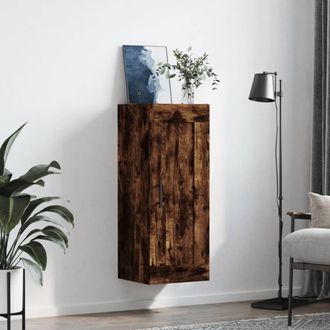 Berkfield Home Wall Mounted Cabinet Smoked Oak 34.5x34x90 cm Engineered Wood in Brown