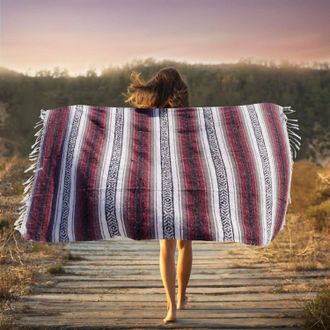 Zulay Kitchen Authentic Extra Large Mexican Blanket In Cherry