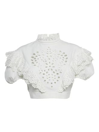 Sportmax cotton ruffled top - White