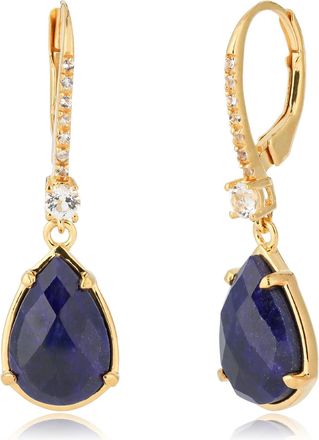 MAX + STONE 18k Gold over Sterling Silver 6.5 Carats Pear Shape Gemstone Dangle Earrings