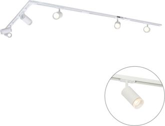 QAZQA Moderno Sistema de iluminación de riel moderno con 5 focos blancos monofásicos - Iconic Jeana Acero /Plástico Adecuado para led Max. 5 x 10 Watt