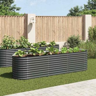 vidaXL Arriate De Acero Galvanizado Gris 320x80x81 Cm Vidaxl