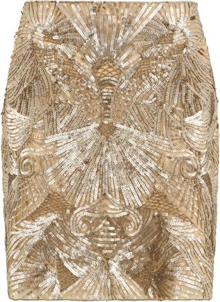 Alberta Ferretti Korte Rok met Pailletten - Dames - Korte rokken - Beige - M - Pailletten - Rokken